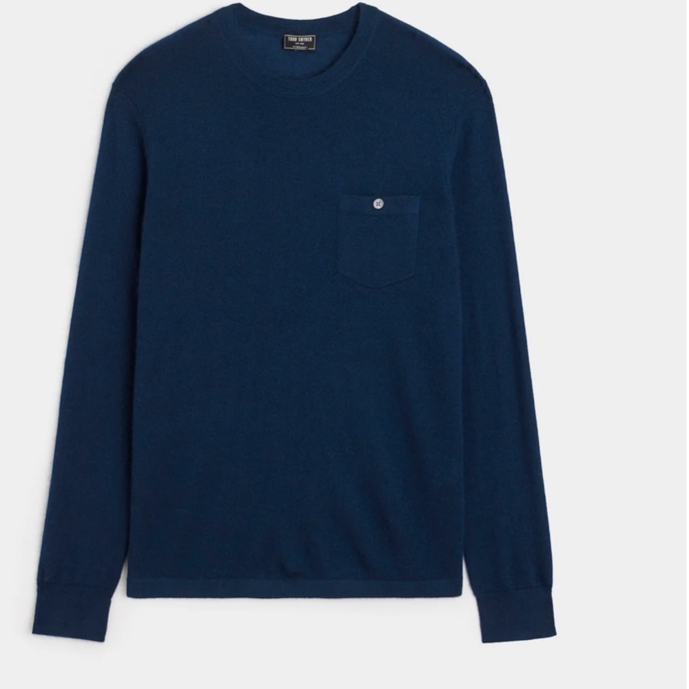 Todd Snyder Navy Cashmere Pocket Tee Knit Crewneck Sz XL